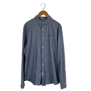 Timberland Mens Slim Fit Blue Cotton Long‎ Sleeve Button Down Shirt XL Coastal
